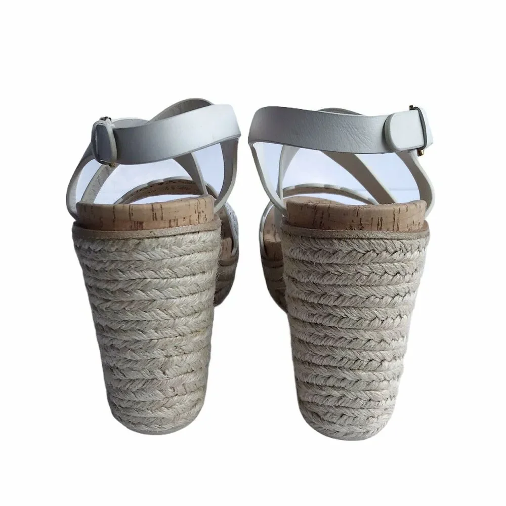 Ferragamo Gioela Wedges Espadrilles Size 40 Lait Rope Wrapped High Heel Sandals